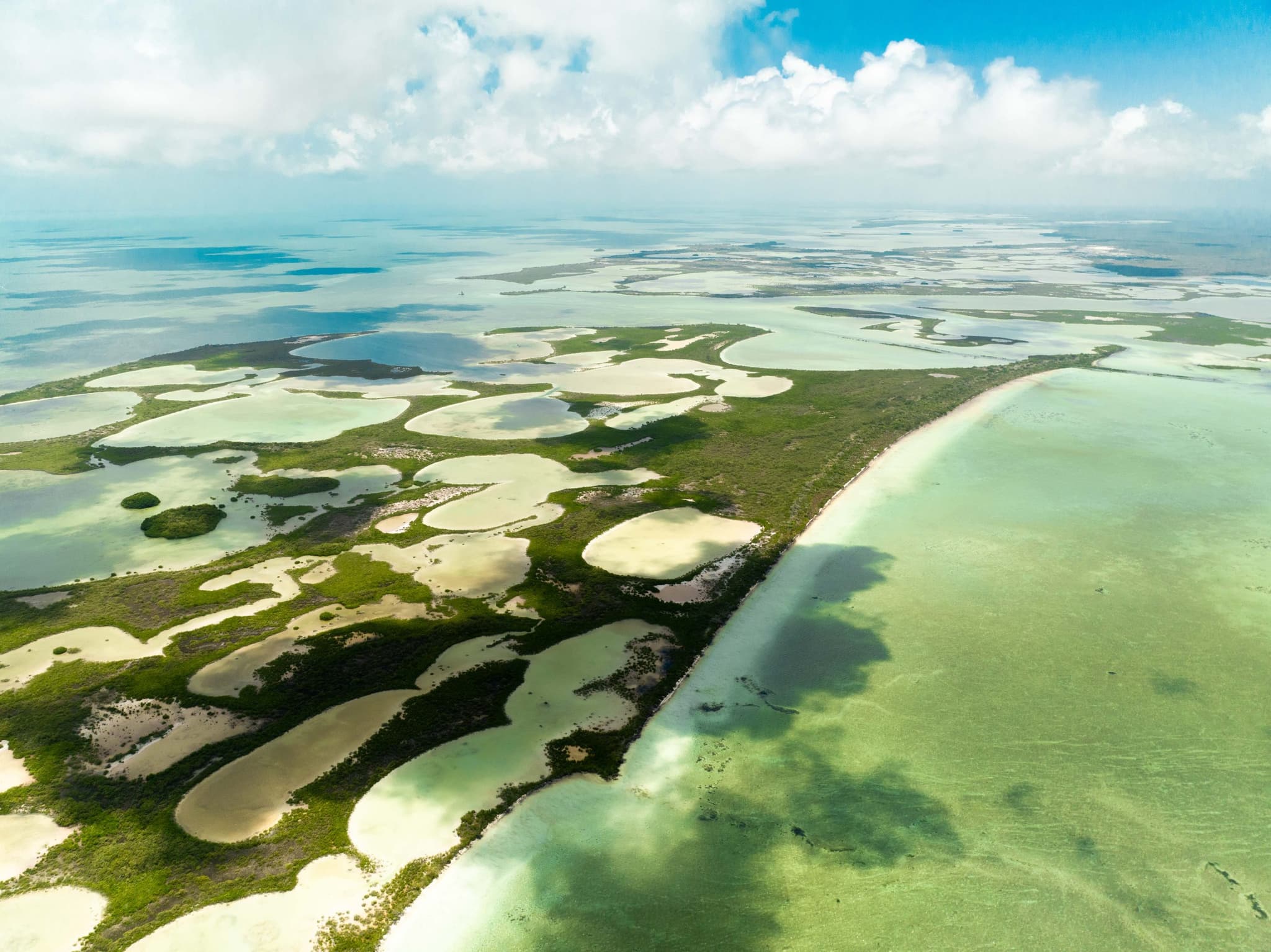 Vista aérea del atolón de Banco Chinchorro